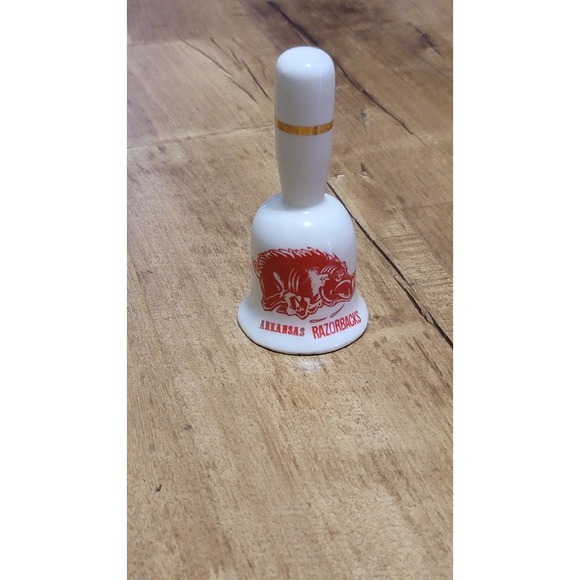 Vtg Arkansas Razorbacks Porcelain Souvenir Bell - Picture 1 of 4